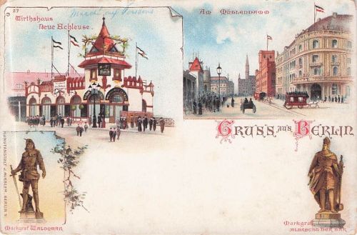 Lithographie Berlin, Mühlendamm, Gasthaus