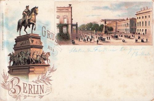 Lithographie Berlin, Straßenpartie Unter den Linden,