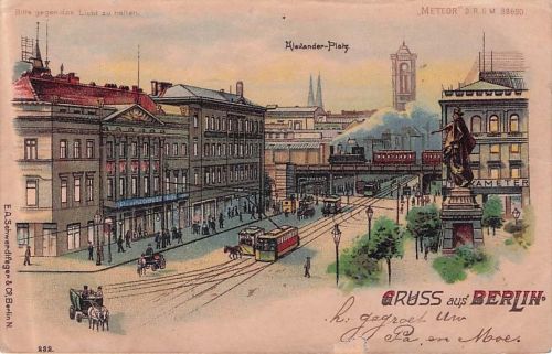 Lithographie Berlin, Alexanderplatz, Halt gegen das Licht