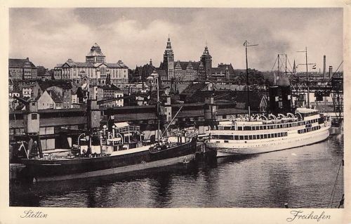 Ak Szczecin Stettin Pommern, Innenhafen, Dampfer Rügen, Frachtschiff