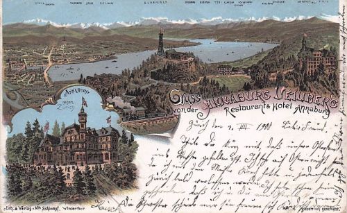 Baden AG Hotel Restaurant Annaburg mit Blick auf Zuerich und die Alpen Kat. Baden
