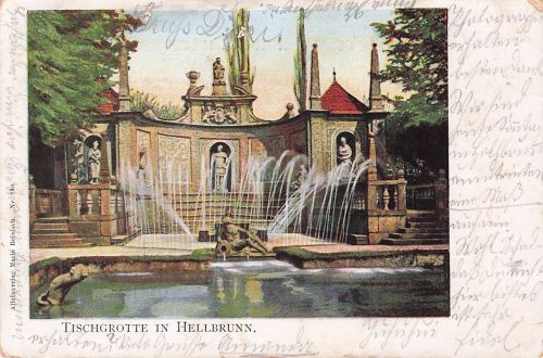 Ak Salzburg in Österreich, Schloss Hellbrunn, Fürstentischgrotte
