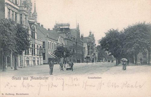 AK Neumünster, Gebäudepartie am Grossflecken, Strasse