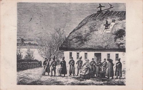 Soldaten-Vergnügen auf Feldwache in Düppel 1864.Marine Schiffspost