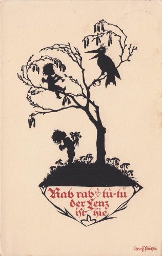 Scherenschnitt Künstler Ak Plischke, Georg, Engel mit Flöte an einem Baum