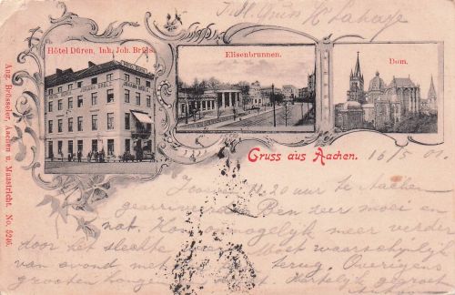 AK Aachen, Hotel Düren, Mittelstrasse mit Marienkirche,