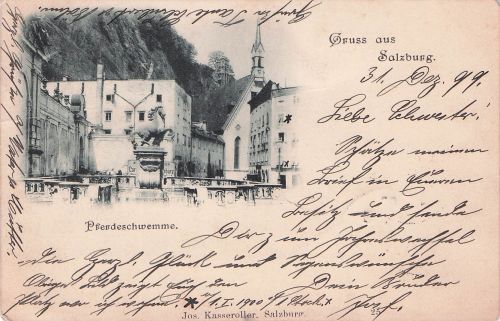 Ak Salzburg in Österreich, Pferdeschwemme
