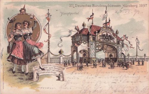 Nürnberg - Deutsches Bundesschiessen 1897 - Litho