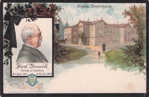 Postkarte Carte Postale Schlösser Schloss Friedrichsruh Wappen Fürst Bismarck Herzog Lauenburg