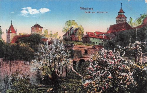 Ansichtskarte Nürnberg Vestnertor - Baumblüte 1913