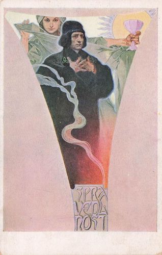 Künstler-AK Alphonse Mucha: La Justice, Jan Hus
