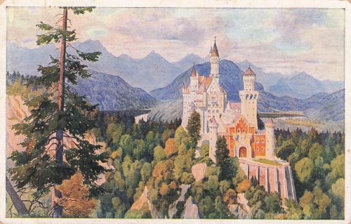 Schloss Neuschwanstein Panorama Alpsee Schwansee Kat. Fuessen