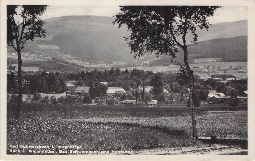 Bad Schwarzbachi, Isergebirge Blick a. Wigandsthal, Bad Schwarzbach und Heufuder