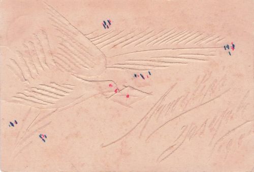 künstlerische Darstellung, die durch das Relief im Papier Brieftaube