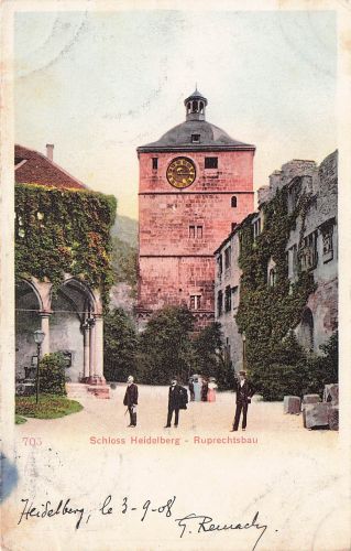 Heidelberg Neckar Schloss Schlosshof Schlossbrunnen Wartturm Englischer Bau Kat. Heidelberg