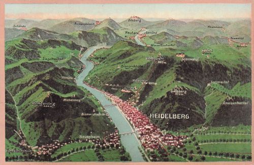 Ak Heidelberg am Neckar, Landkarte, Panorama, Ameisenbuck, Geisberg, Neuenheim