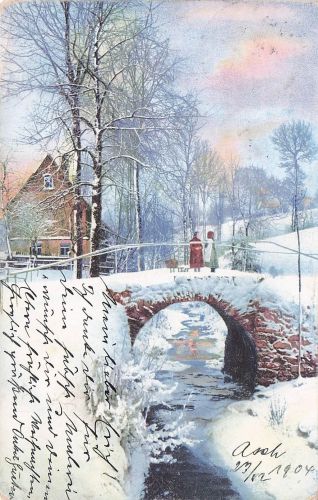 Winterlandschaft, die einen kleinen Bach