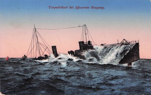 Postkarte "Torpedoboot bei schweren Seegang" Marinepost