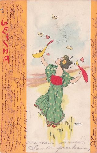 KIRCHNER, ARTIST SIGNED, GEISHA, ART NOUVEAU, D
