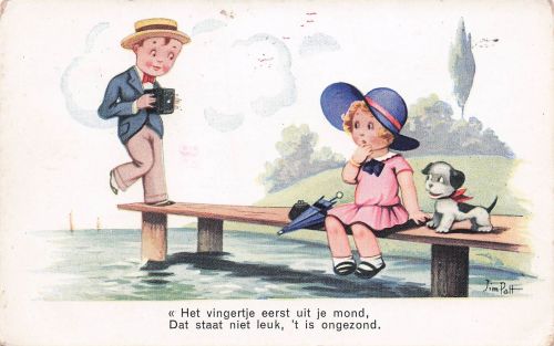 Künstler Ansichtskarte <<< Het vingertje eerst uit je mond, Dat staat niet leuk, 't is ongezond.