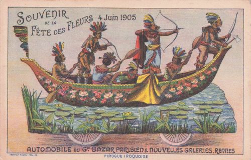 Werbepostkarte für den "Grand Bazar Parisien indigener Kleidung besetzt ist.