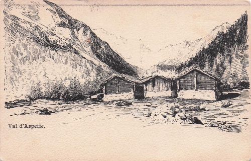 AK / Ansichtskarte Arpette Val d Arpette Orsieres VS Panorama Zeichnung