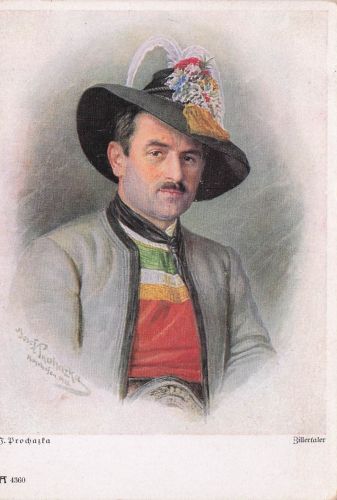 Künstler-AK Zillertaler in Tiroler Tracht