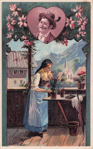 Künstler-AK E. Döcker: Dir z` Liab, Frau denkt an verstorbenen Mann
