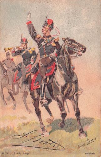 AK Armee Belge, Belgische Soldaten in Uniform zu Pferde