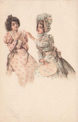 Elegant Art Vienne Style Beautiful Lady Glamour Original Vintage Postcard