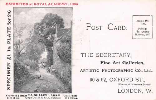 Fine Art Galleries London Advertising Postcard Royal Academy 1905 Vintage