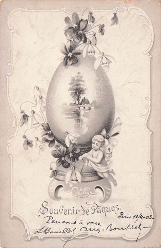 Angelot Frohe Ostern Riesiges Ei Mit Engel Und Blumen Dekor Kunst N