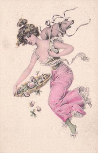 Mädchen Das Glücksschwein