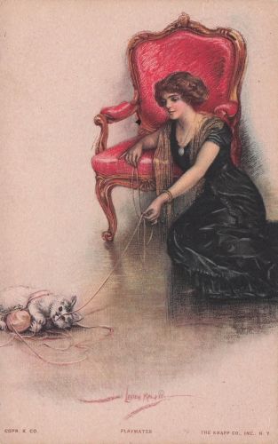 Vintage-Postkarte, signiert vom Künstler Lester Ralph: Playmates von Lester Ralph