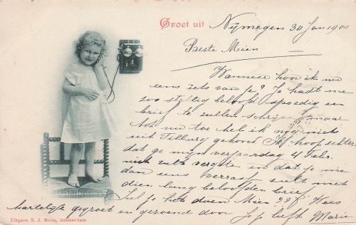 AK Mädchen auf einem Stuhl am Telefon