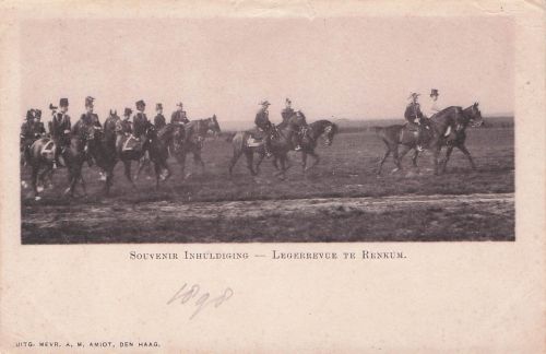 Renkum 1899 Militair Souvenir Inhuldiging Legerrevue te Renkum Soldaten te paard