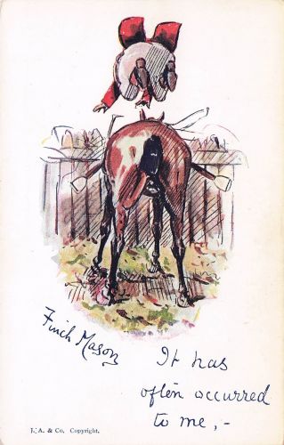 Reiter, der rücklings von einem Pferd fällt.