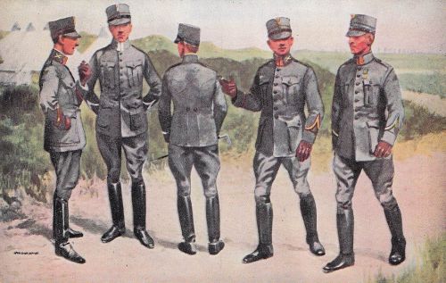 Uniformen der Landstreitkräfte Österreich-Ungarns aus der Zeit zwischen 1867 und 1914. Die Illustration