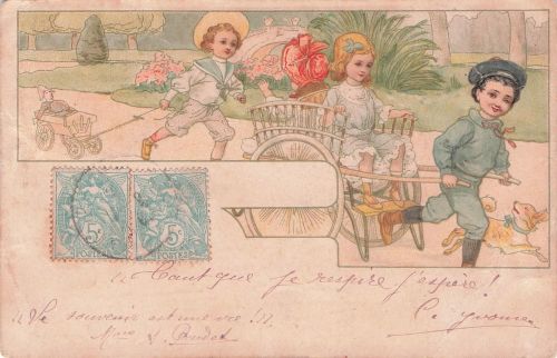 Litho Paris, Souvenir de la Belle Jardiniere, Rue du Pont Neuf, Reklame, Kinder