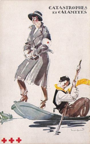 Künstler-AK Croix Rouge de Belgique, Catastrophe et Calamites, Rotes Kreuz