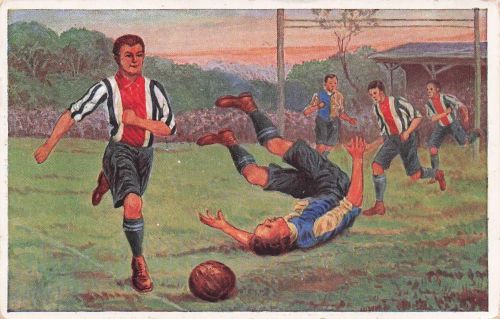 Künstler Ansichtskarte / Postkarte Hänsel, Fußball, Spieler auf dem Spielfeld, Sturz - Verlag: Primus 03362