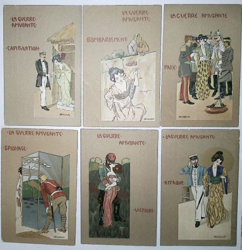 RAPHAEL KIRCHNER - Art Nouveau Komplettserie 6 La Guerre Amusante