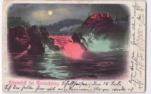 Ansichtskarte Neuhausen, der Rheinfall bei Beleuchtung zum Mondschein