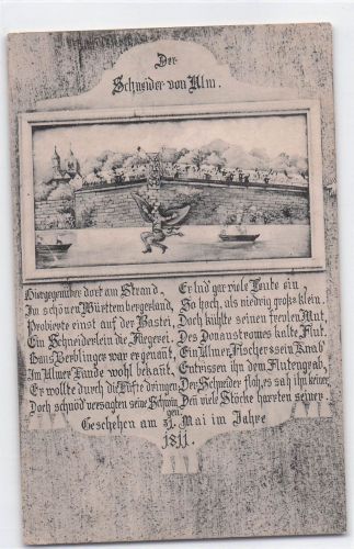 Ansichtskarte Ulm / Donau, Der Schneider von Ulm, Bild an Hauswand, Gedicht