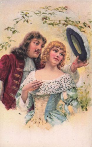 Postkarte: F. Blanc – Ludwig XIV. und La Valière, Florenz – Italien. Gedruckt in Italien. MBC.