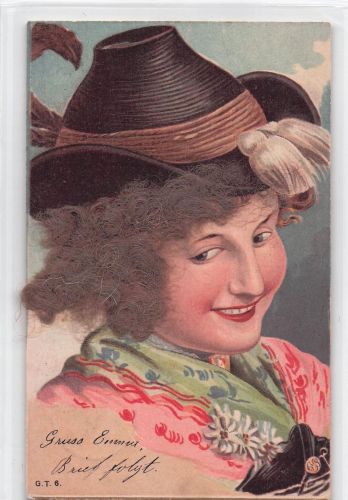 Die Karte zeigt eine junge Frau mit echt Echthaaren