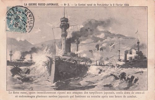 Künstler Ak Kauffmann, Lüshunkou Port Arthur Dalian China, Russisch Japan. Krieg, Seegefecht 1904