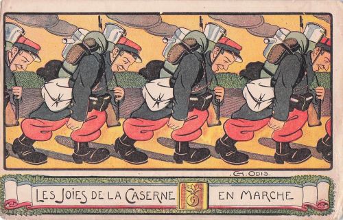ARMEE Les joies de la caserne: mit Genehmigung. Illustration von Ch. ODIS für eine Postkarte