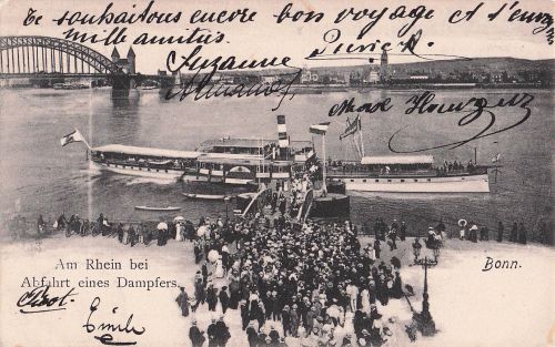 Am Rhein bei Abfahrt eines Dampfers.