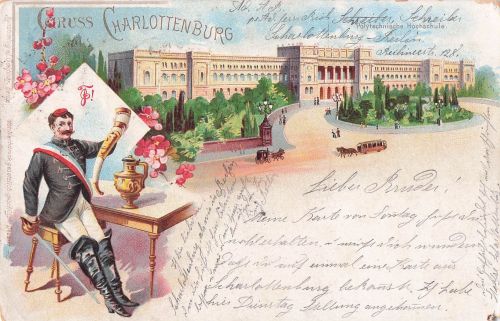 AK Litho Gruss aus Charlottenburg 2.Ansichten Polytechnische Hochschule - Student 1899.